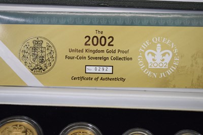 Lot Elizabeth II gold proof four coin sovereign set, 2002