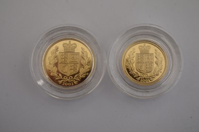 Lot Elizabeth II gold proof four coin sovereign set, 2002