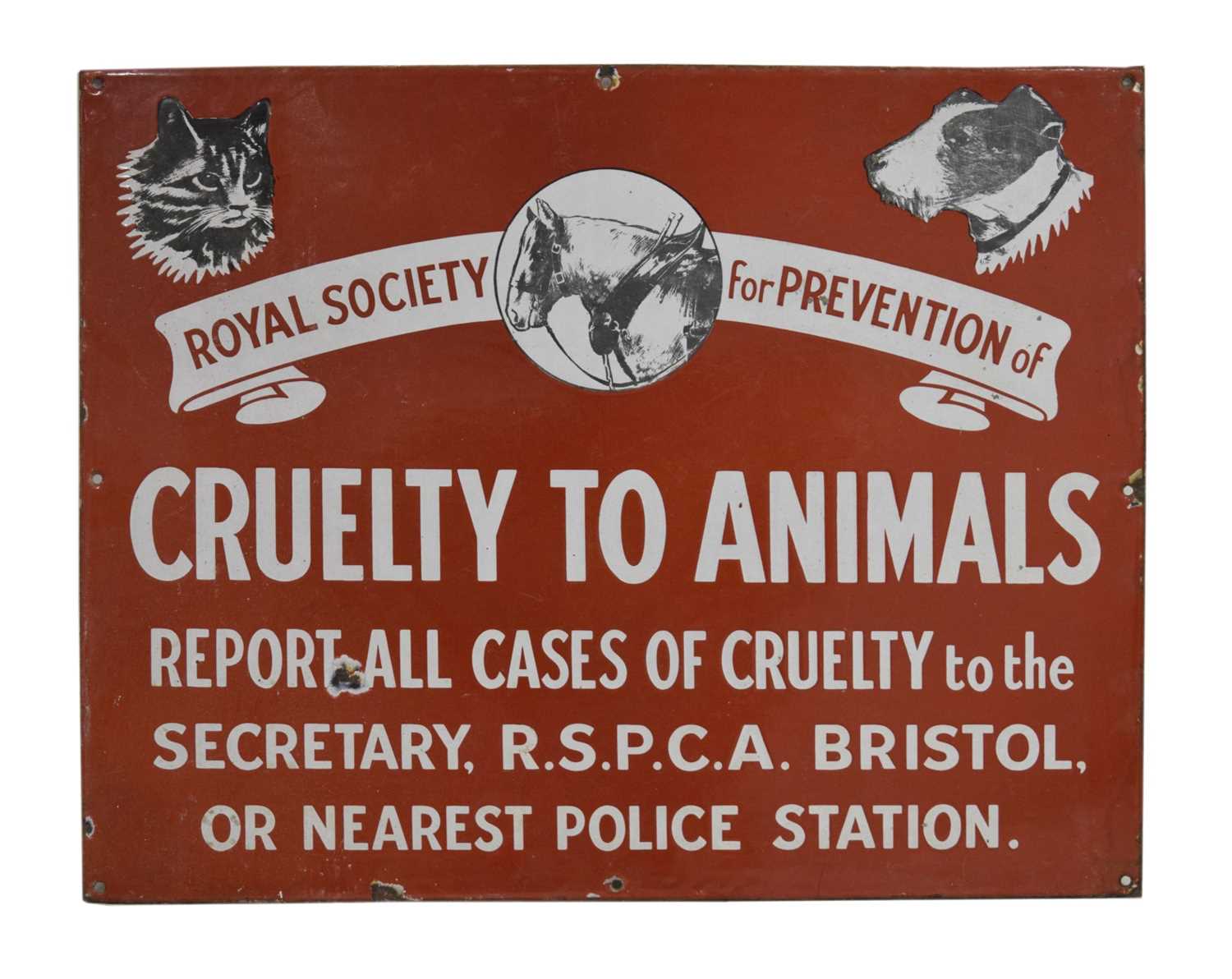 Lot Vintage enamel sign - Royal Society For Prevention Of Cruelty To Animals