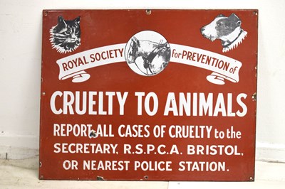 Lot Vintage enamel sign - Royal Society For Prevention Of Cruelty To Animals