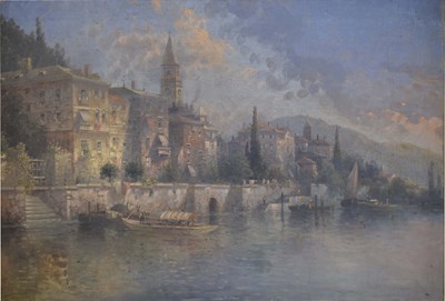 Lot 399 - Follower of Karl Kaufmann (1843-1902/05) - Oil on canvas - Salo, Lake Garda