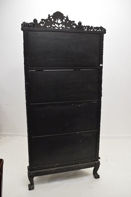 Lot 366 - Good Chinese carved hongmu vitrine or display cabinet