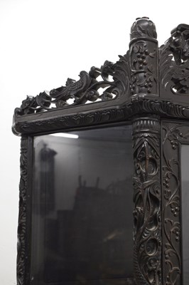 Lot 366 - Good Chinese carved hongmu vitrine or display cabinet