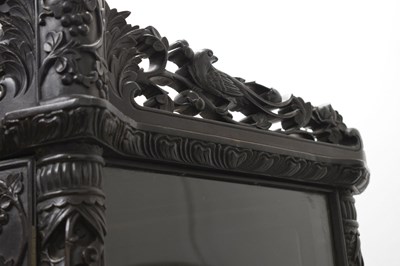 Lot 366 - Good Chinese carved hongmu vitrine or display cabinet