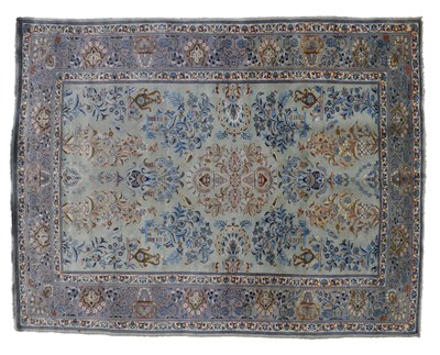 Lot 460 - Middle Eastern celadon ground wool rug or carpet, Central Persia (Iran), possibly Kashan