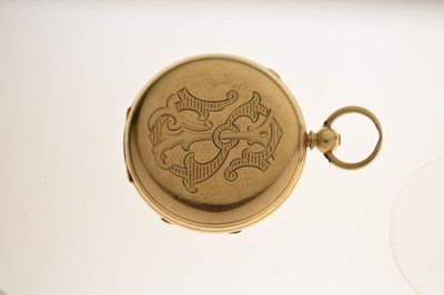 Lot Late Victorian 18ct gold open face pocket watch, W. Harris, Liverpool
