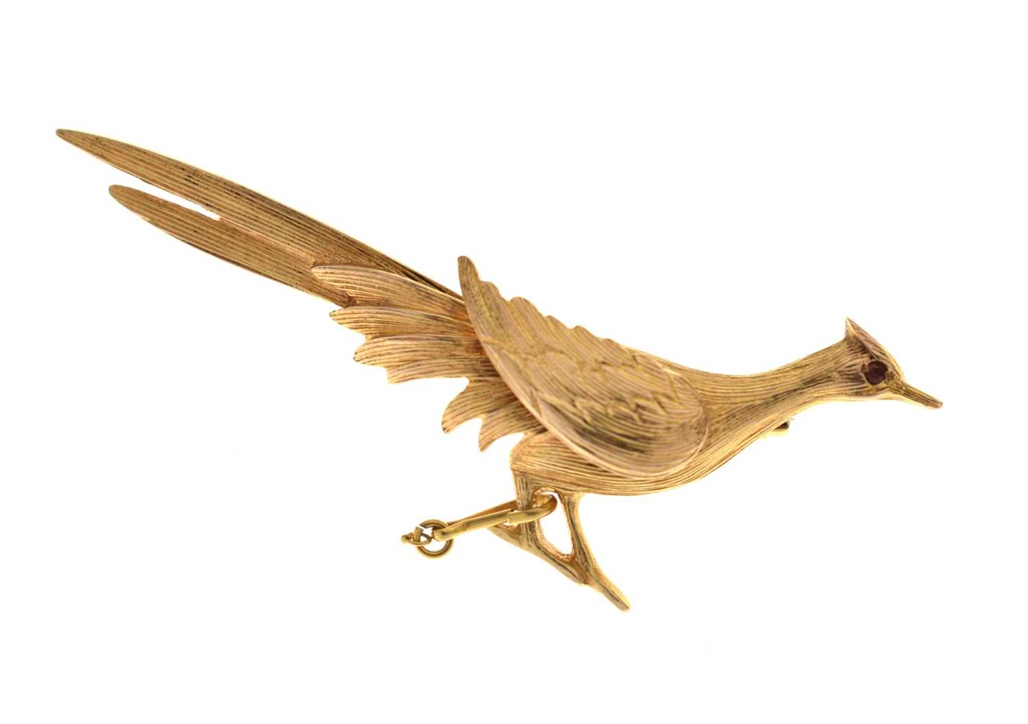 Lot 9ct gold pheasant brooch