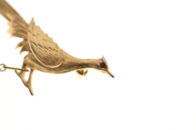 Lot 9ct gold pheasant brooch