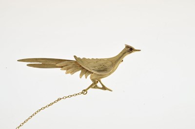 Lot 9ct gold pheasant brooch