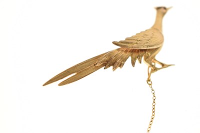 Lot 9ct gold pheasant brooch