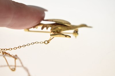 Lot 9ct gold pheasant brooch