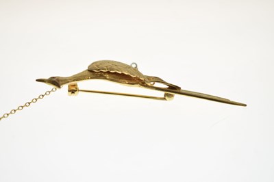 Lot 9ct gold pheasant brooch