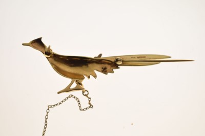 Lot 9ct gold pheasant brooch