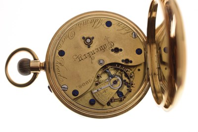Lot Late Victorian 18ct gold cased open face pocket watch, John Adams, Coventry