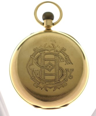 Lot Late Victorian 18ct gold cased open face pocket watch, John Adams, Coventry