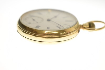 Lot Late Victorian 18ct gold cased open face pocket watch, John Adams, Coventry