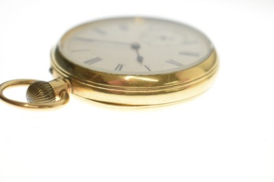 Lot Late Victorian 18ct gold cased open face pocket watch, John Adams, Coventry