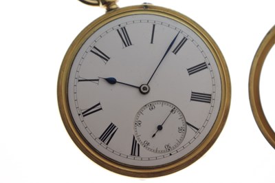 Lot Late Victorian 18ct gold cased open face pocket watch, John Adams, Coventry