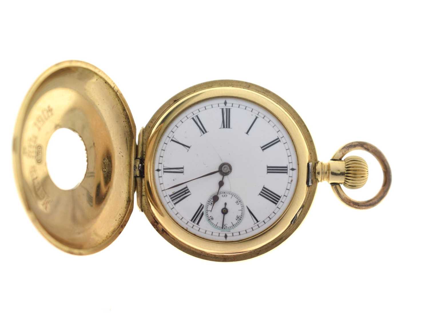 Lot Early 20th century Swiss yellow metal (750) cased fob watch