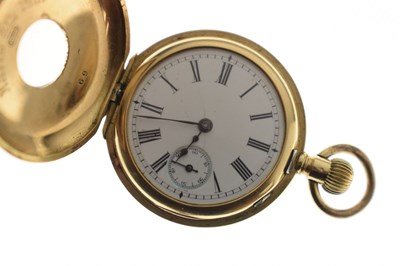 Lot Early 20th century Swiss yellow metal (750) cased fob watch