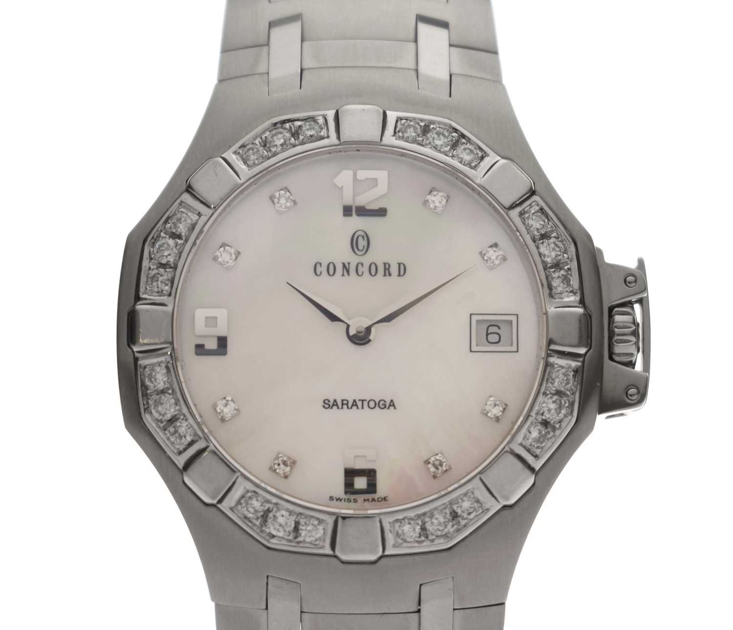 Lot Concord - Saratoga diamond-set stainless steel bracelet watch, ref. 14.C2.1894