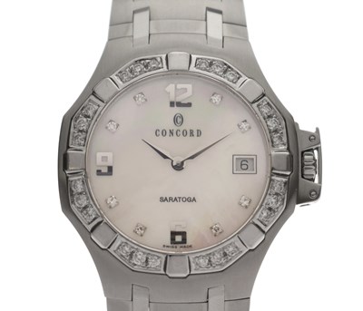 Lot Concord - Saratoga diamond-set stainless steel bracelet watch, ref. 14.C2.1894