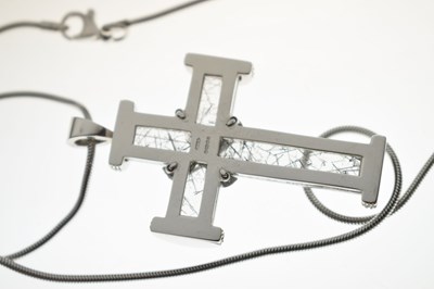 Lot 67 - John Watling - Rutilated quartz and diamond 18ct white gold cross pendant necklace