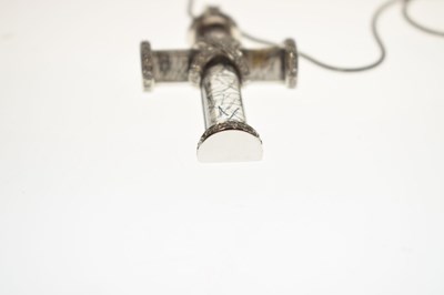 Lot 67 - John Watling - Rutilated quartz and diamond 18ct white gold cross pendant necklace
