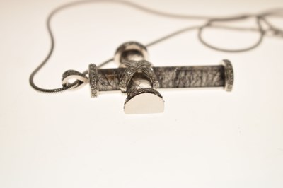 Lot 67 - John Watling - Rutilated quartz and diamond 18ct white gold cross pendant necklace