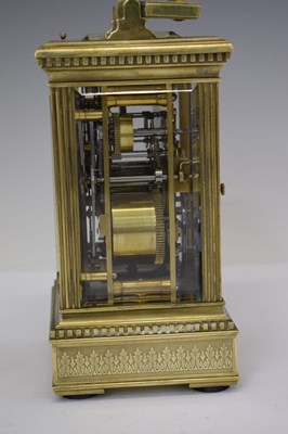Lot Henri Marc, Paris - Late 19th century brass repeater carriage clock