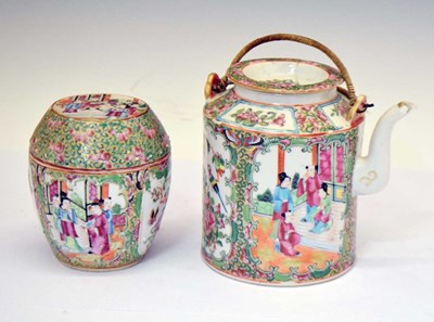 Lot 574 - Set of five Chinese Canton Famille Rose porcelain barrels