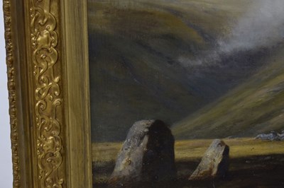 Lot Charles Grey, RHA (Irish, 1798-1892) - Oil on canvas - Ghillies sheltering on a moorland