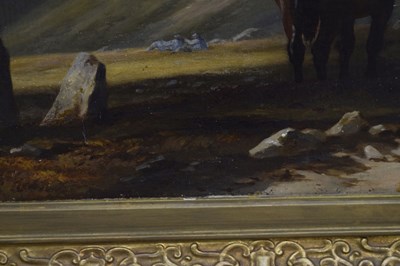 Lot Charles Grey, RHA (Irish, 1798-1892) - Oil on canvas - Ghillies sheltering on a moorland