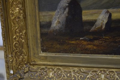 Lot Charles Grey, RHA (Irish, 1798-1892) - Oil on canvas - Ghillies sheltering on a moorland