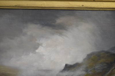 Lot Charles Grey, RHA (Irish, 1798-1892) - Oil on canvas - Ghillies sheltering on a moorland