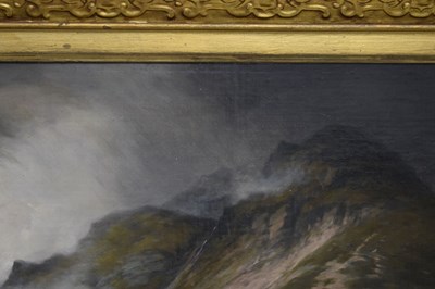 Lot Charles Grey, RHA (Irish, 1798-1892) - Oil on canvas - Ghillies sheltering on a moorland