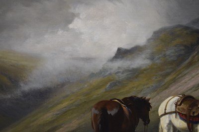 Lot Charles Grey, RHA (Irish, 1798-1892) - Oil on canvas - Ghillies sheltering on a moorland