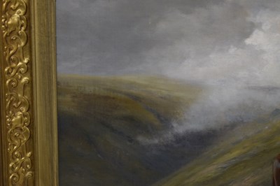 Lot Charles Grey, RHA (Irish, 1798-1892) - Oil on canvas - Ghillies sheltering on a moorland