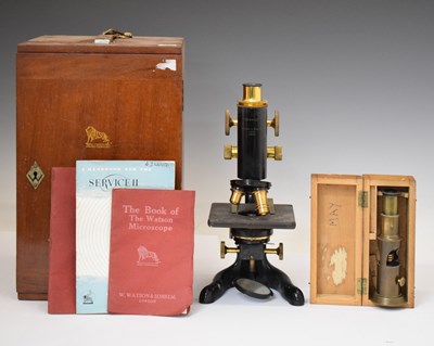 Lot 447 - Watson 'Service' microscope and a brass field microscope