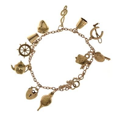Lot 155 - 9ct gold charm bracelet