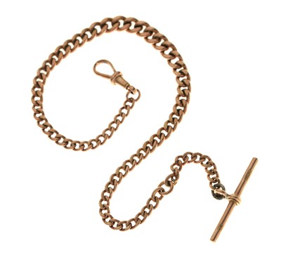 Lot 106 - Edwardian 9ct rose gold graduated curb link Albert watch chain