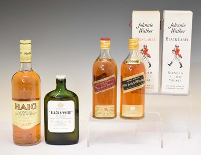 Lot 500 - Black label, Black & White, and Haig Whisky