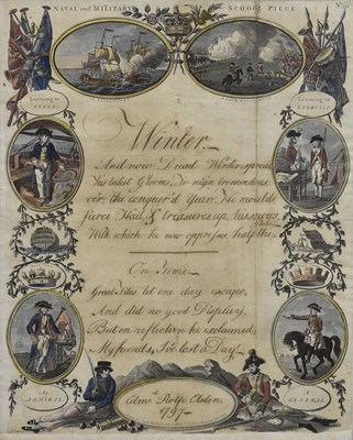 Lot 268 - 18th century Naval & Military School penmanship/writing piece