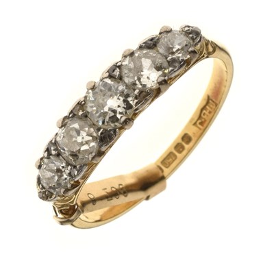 Lot 9 - Victorian-style diamond five-stone 18ct gold ring