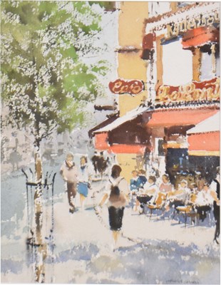 Lot 633 - Gerald Green (b.1947) - Watercolour - 'Cafe Le Conti Paris'