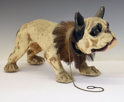 Lot 248 - Early 20th century papier-mâché model of a standing French bulldog