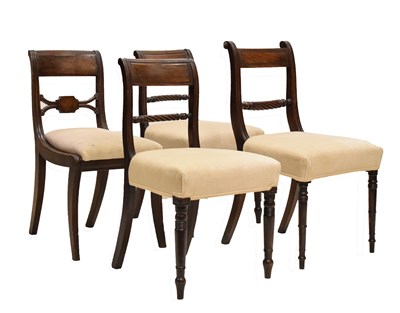 Lot 740 - Pair of early 19th century mahogany bar-back dining chairs, and two similar (4)