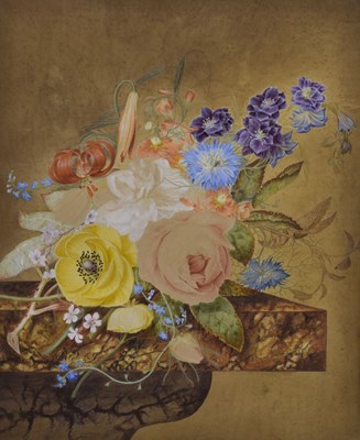 Lot 385 - Attributed to James Hewlett, (1768-1836) - Watercolour - Still life of flowers