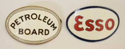 Lot 386 - Motoring Interest - 'Petroleum Board' and 'Esso' enamel oval cap badges