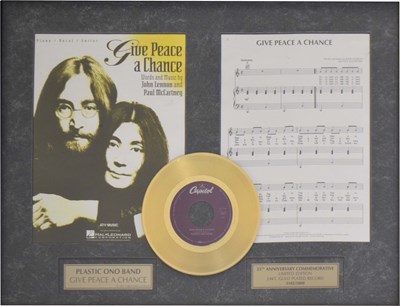 Lot 411 - Beatles Interest - Plastic Ono Band 'Give Peace A Chance' framed record